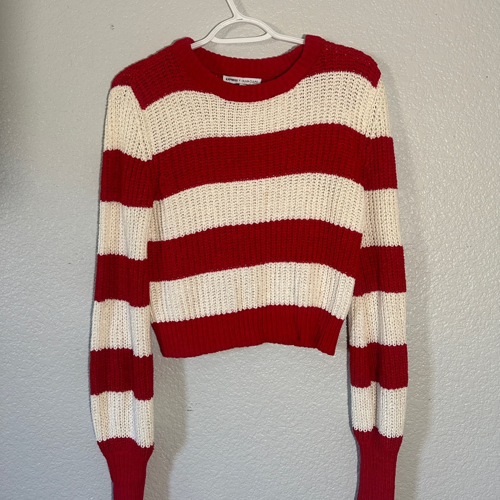 EXPRESS X OLIVIA CULPO Stripped Cropped Sweater Top